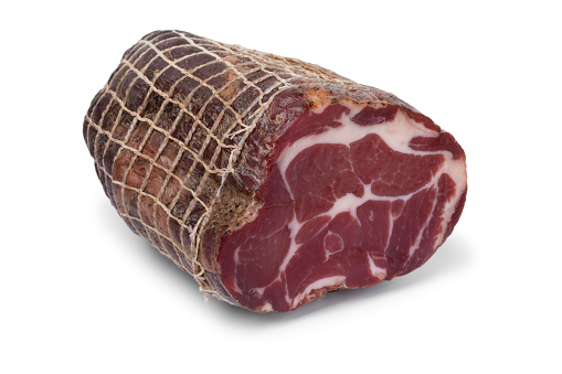 Coppa in beef bung casing with netting
